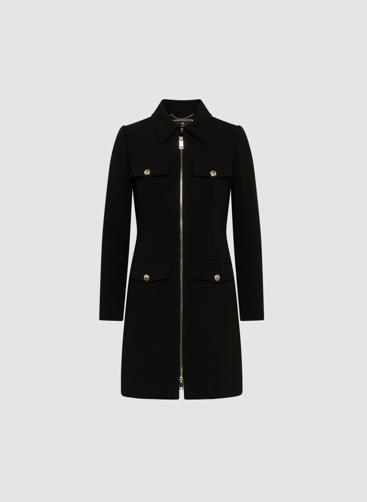 Women Tricotine Zip Coat Black | Melanie Lyne