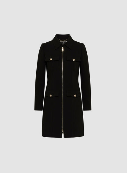 Women Tricotine Zip Coat Black | Melanie Lyne