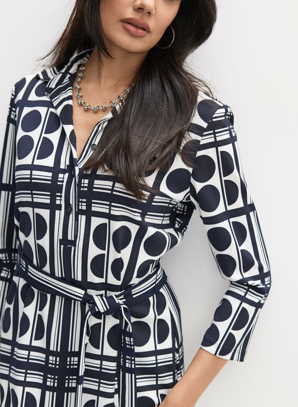 Women Joseph Ribkoff - Geometric Print Dress Blue Pattern | Melanie Lyne