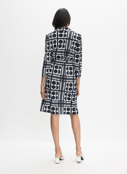 Women Joseph Ribkoff - Geometric Print Dress Blue Pattern | Melanie Lyne