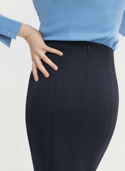 Women Bi-Stretch Pencil Skirt Dark Navy | Melanie Lyne