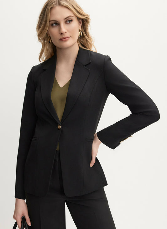 Women Embossed Button Blazer Black | Melanie Lyne