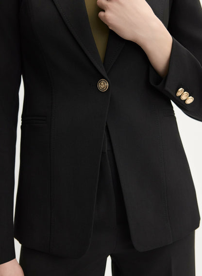 Women Embossed Button Blazer Black | Melanie Lyne