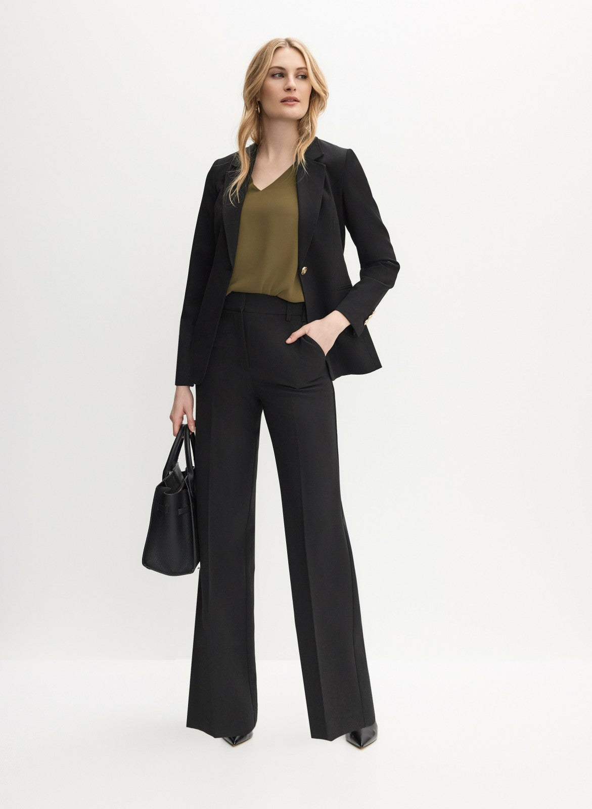 Women Embossed Button Blazer Black | Melanie Lyne