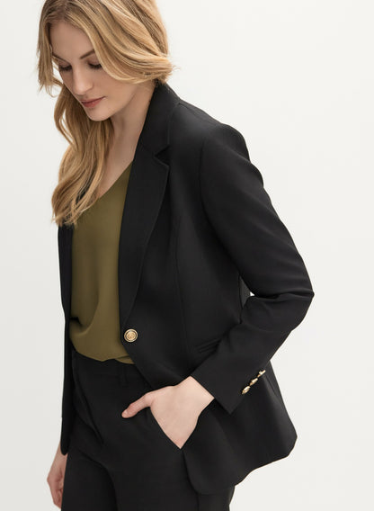 Women Embossed Button Blazer Black | Melanie Lyne