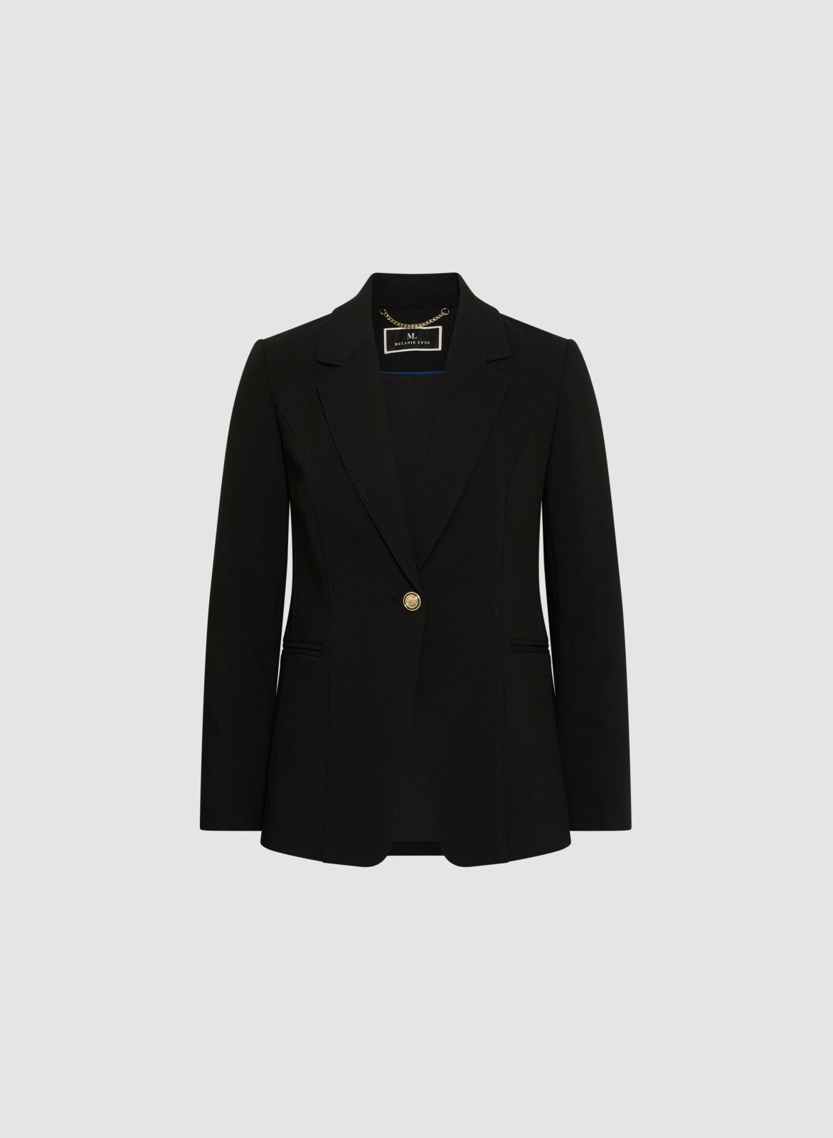 Women Embossed Button Blazer Black | Melanie Lyne