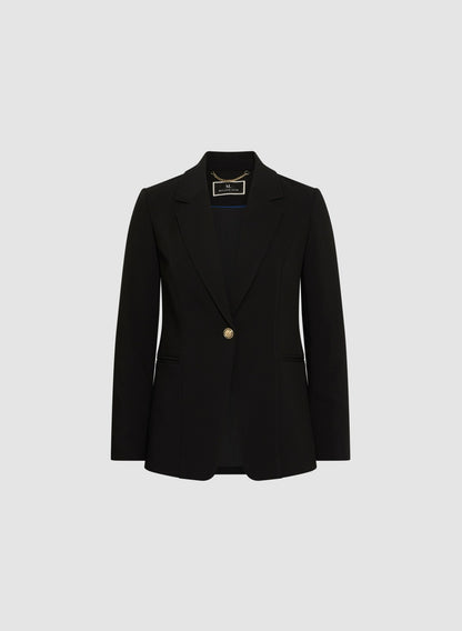 Women Embossed Button Blazer Black | Melanie Lyne