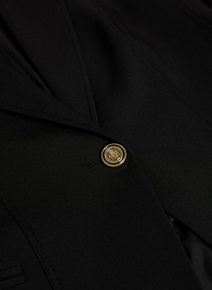 Women Embossed Button Blazer Black | Melanie Lyne
