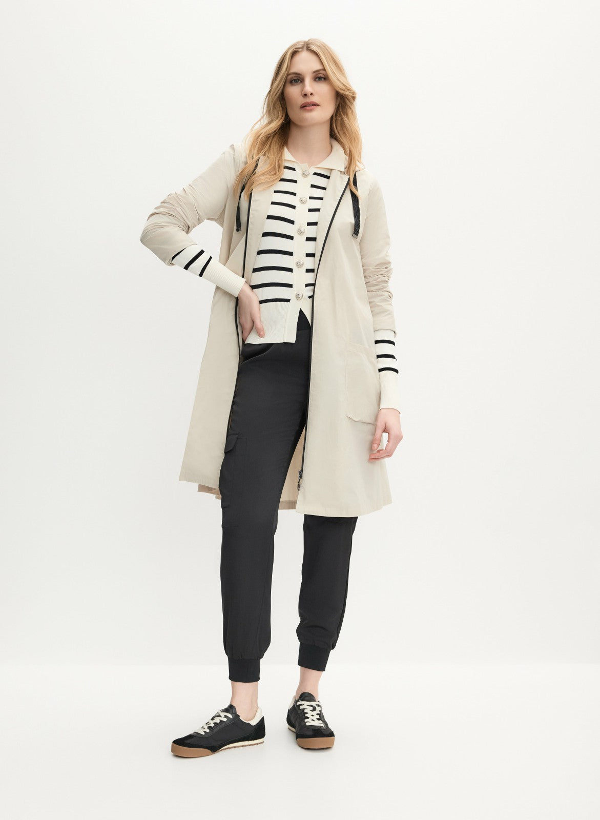 Women Joseph Ribkoff - Hooded Zip-Front Coat Oatmeal | Melanie Lyne