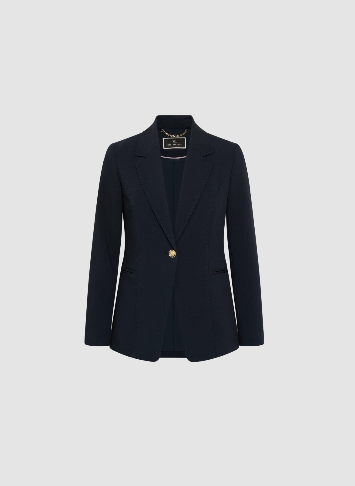 Women Embossed Button Blazer Dark Navy | Melanie Lyne
