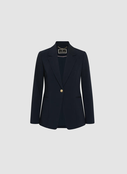 Women Embossed Button Blazer Dark Navy | Melanie Lyne