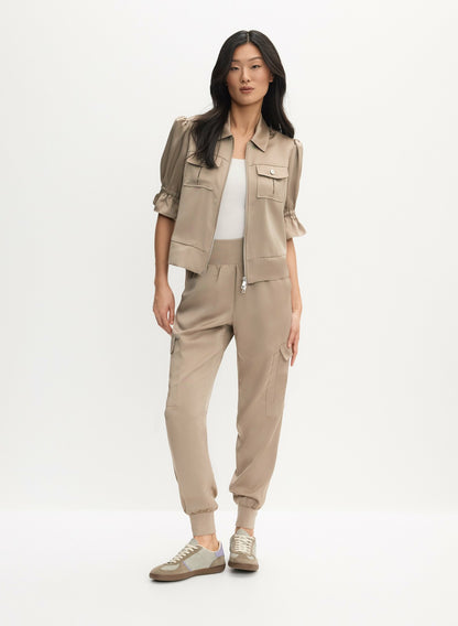 Women Ruffle Short Sleeve Jacket French Canvas | Melanie Lyne