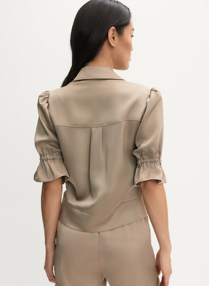 Women Ruffle Short Sleeve Jacket French Canvas | Melanie Lyne