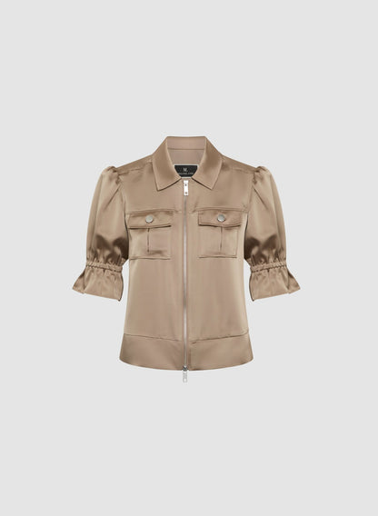 Women Ruffle Short Sleeve Jacket French Canvas | Melanie Lyne