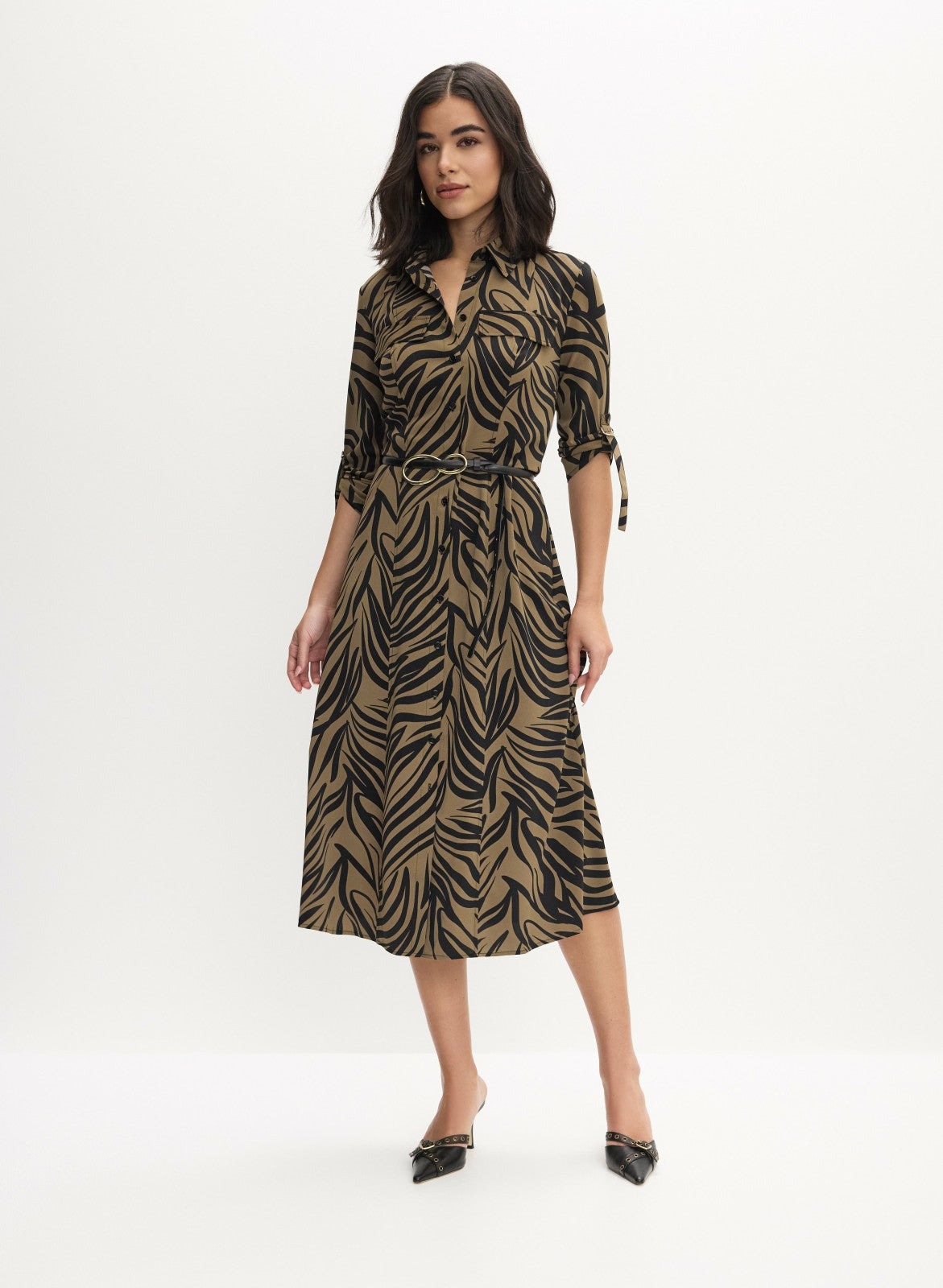 Women Zebra Print Shirt Dress Green Pattern | Melanie Lyne