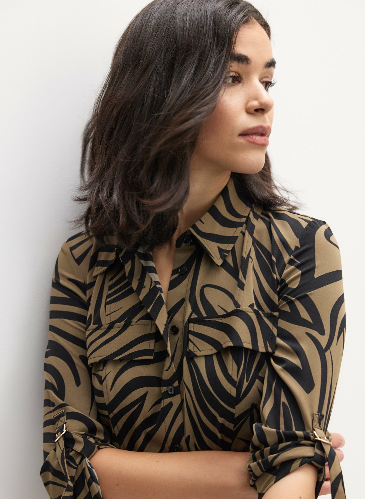 Women Zebra Print Shirt Dress Green Pattern | Melanie Lyne