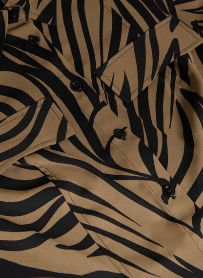 Women Zebra Print Shirt Dress Green Pattern | Melanie Lyne