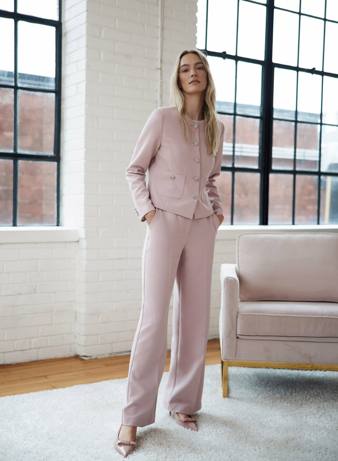 Women Soho Wide Leg Pants French Rose | Melanie Lyne
