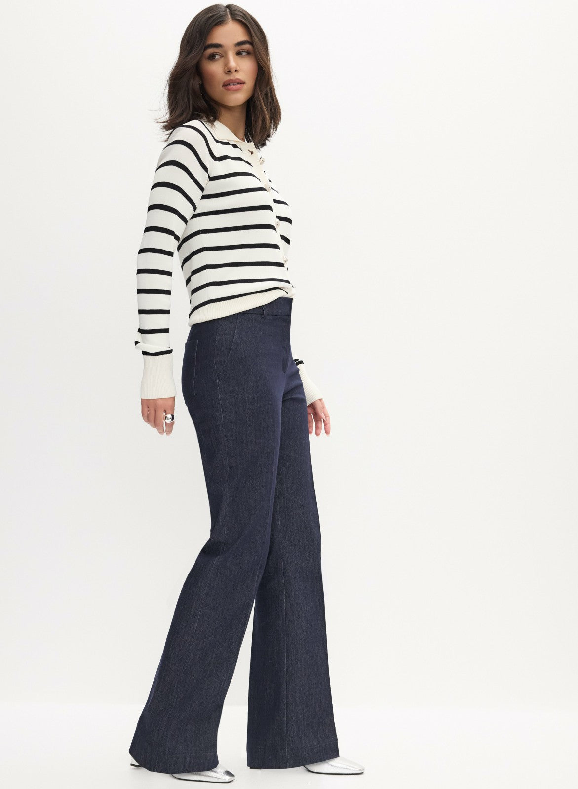 Women Flare-Leg Denim Pants Rinse Tint | Melanie Lyne