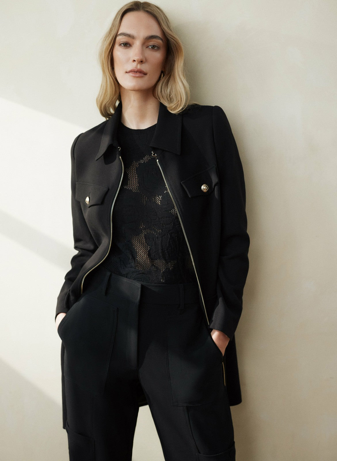 Women Sleeveless Open-Knit Rose Sweater Black | Melanie Lyne