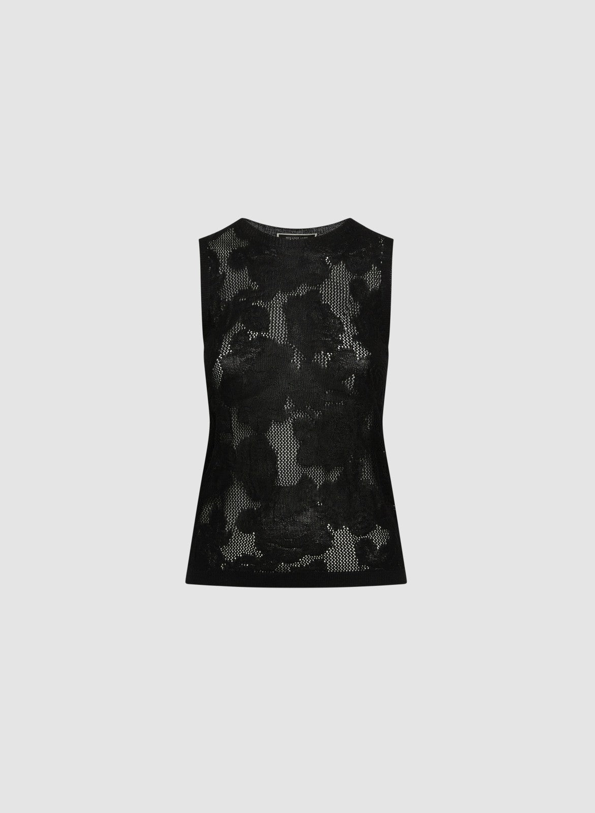 Women Sleeveless Open-Knit Rose Sweater Black | Melanie Lyne