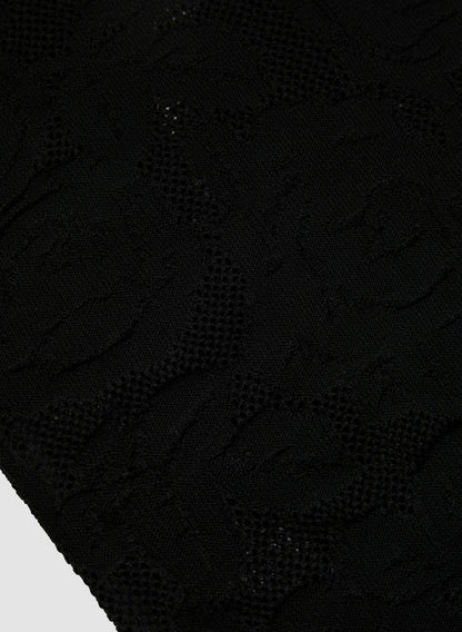 Women Sleeveless Open-Knit Rose Sweater Black | Melanie Lyne