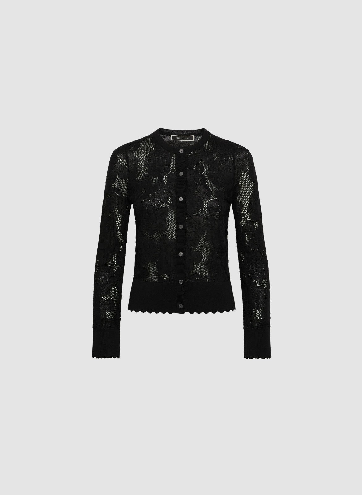Women Open-Knit Rose Cardigan Black | Melanie Lyne