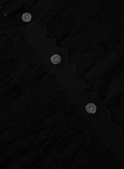 Women Open-Knit Rose Cardigan Black | Melanie Lyne