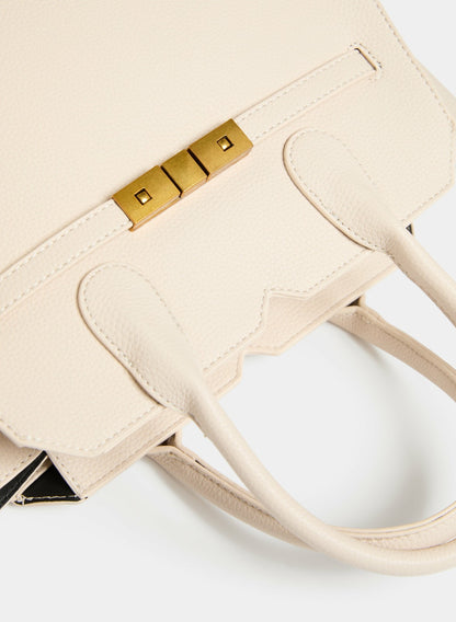 Women Pebble Grain Handbag Light Beige | Melanie Lyne