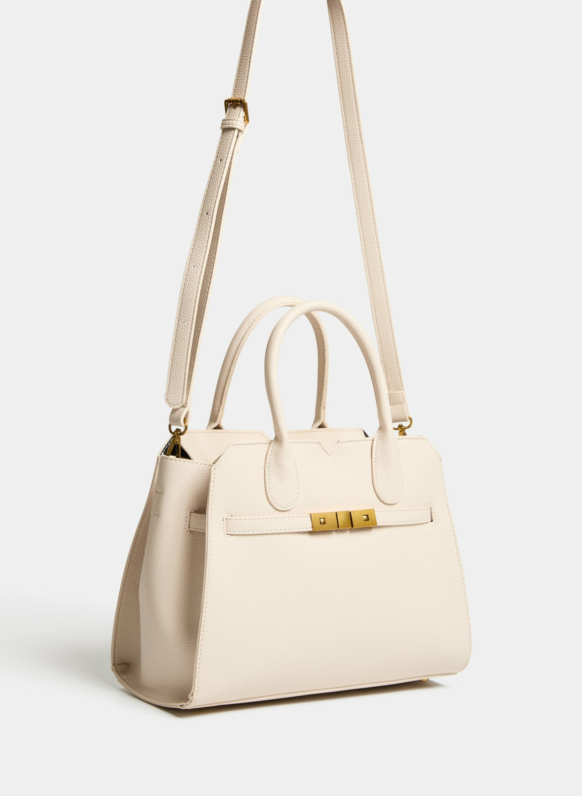Women Pebble Grain Handbag Light Beige | Melanie Lyne