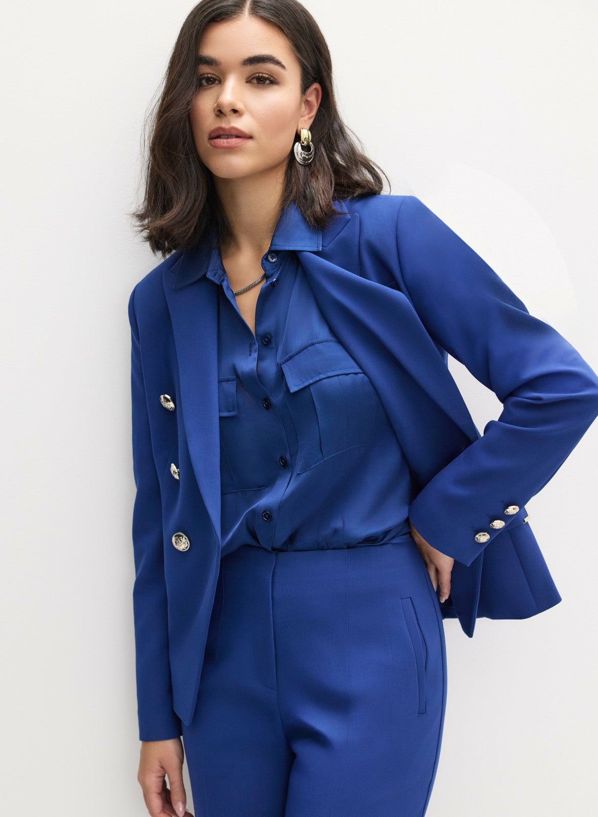 Women Double Breasted Blazer Ocean Blue | Melanie Lyne