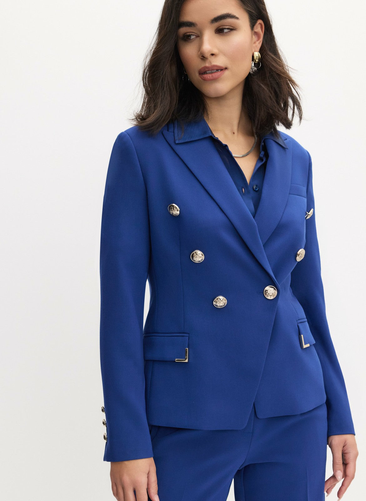 Women Double Breasted Blazer Ocean Blue | Melanie Lyne