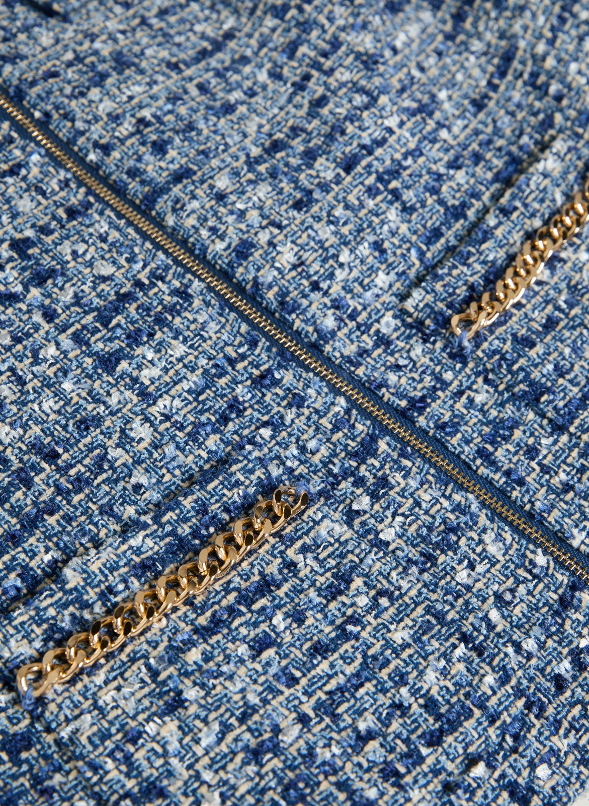 Women Zip Front Bouclé Jacket Blue Pattern | Melanie Lyne