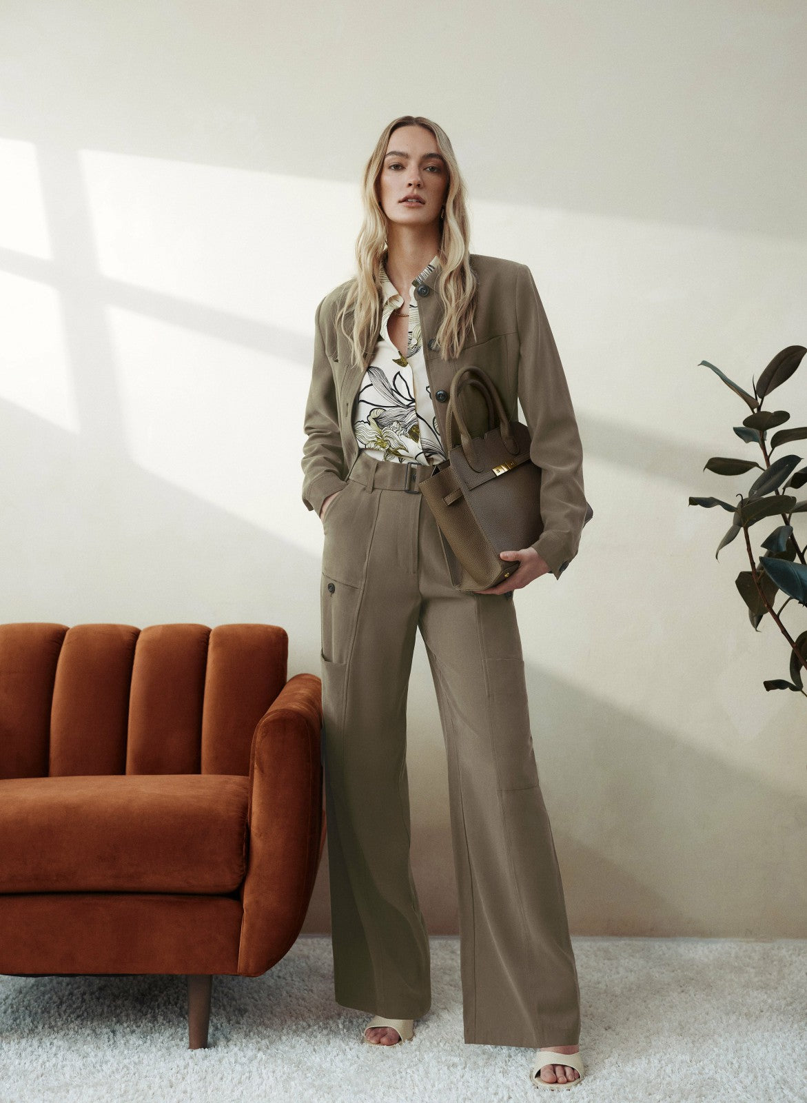Women Twill Utility Pants Capers | Melanie Lyne