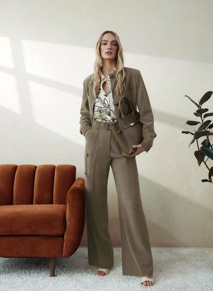 Women Twill Utility Pants Capers | Melanie Lyne