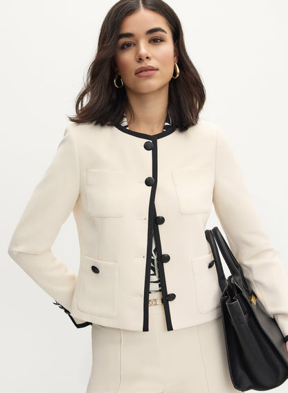 Women Contrast Trim Jacket Alabaster | Melanie Lyne