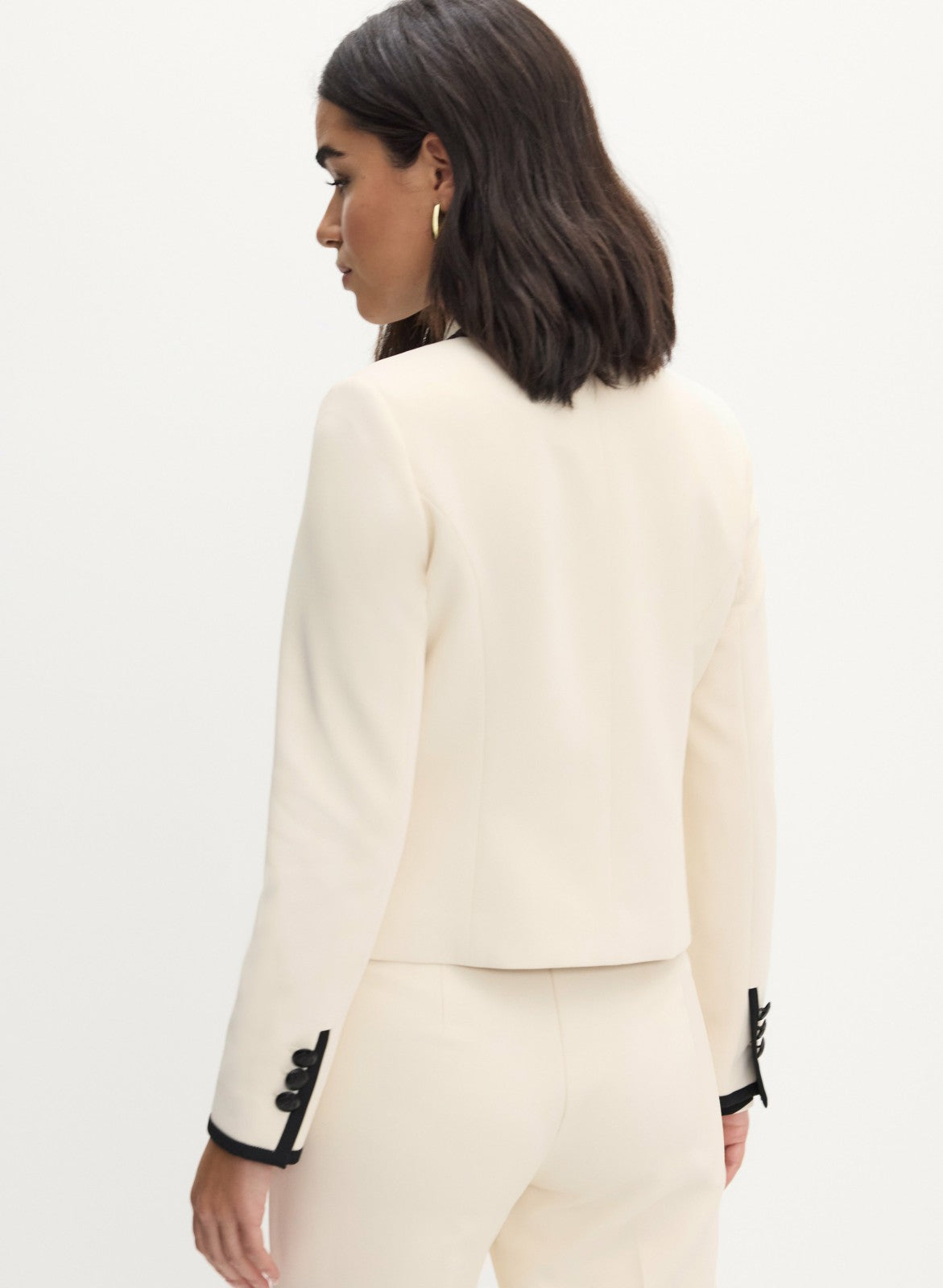 Women Contrast Trim Jacket Alabaster | Melanie Lyne