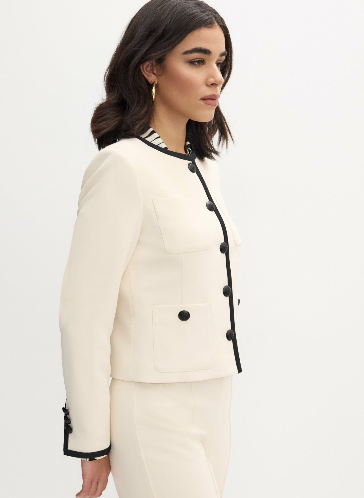 Women Contrast Trim Jacket Alabaster | Melanie Lyne