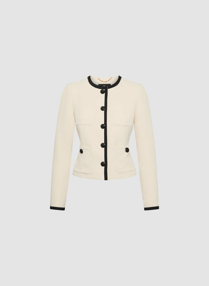 Women Contrast Trim Jacket Alabaster | Melanie Lyne