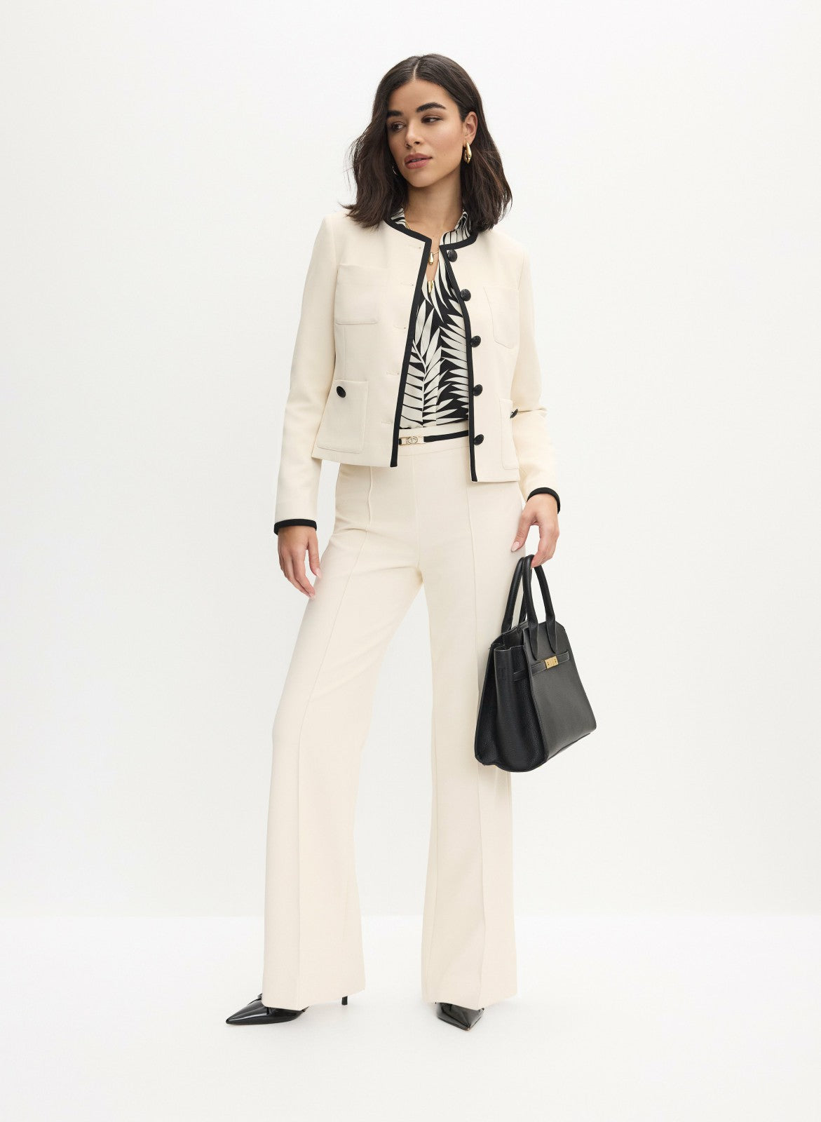 Women Contrast Trim Jacket Alabaster | Melanie Lyne