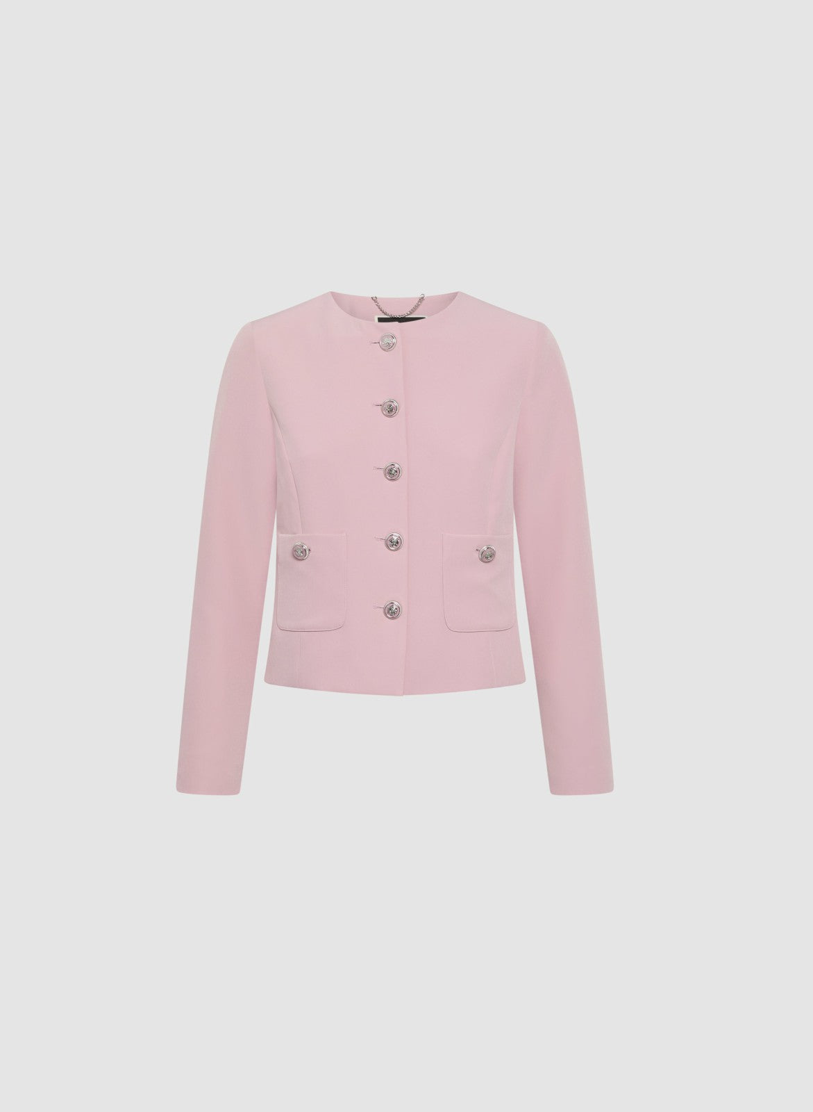 Women Short Collarless Jacket French Rose | Melanie Lyne