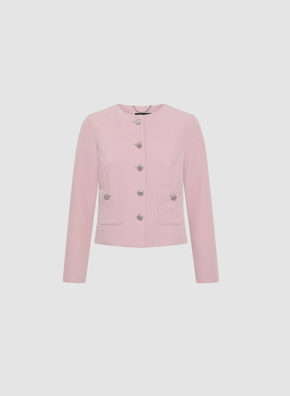 Women Short Collarless Jacket French Rose | Melanie Lyne