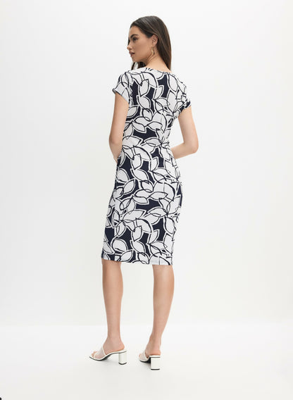 Women Joseph Ribkoff - Petal Print Dress Blue Pattern | Melanie Lyne