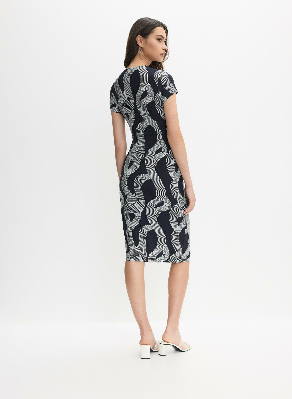 Women Joseph Ribkoff - Wrap Midi Dress Blue Pattern | Melanie Lyne