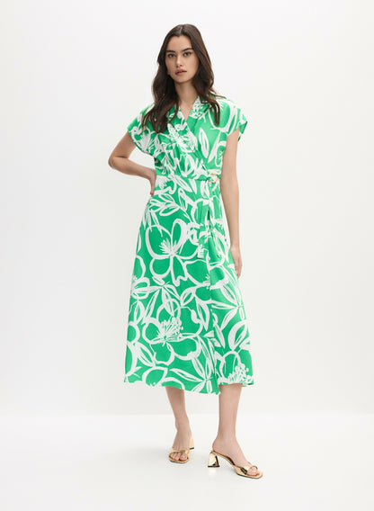 Women Joseph Ribkoff - Floral Wrap-Over Dress Green Pattern | Melanie Lyne