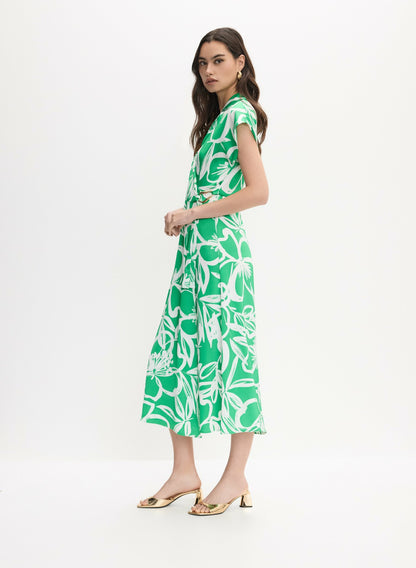 Women Joseph Ribkoff - Floral Wrap-Over Dress Green Pattern | Melanie Lyne