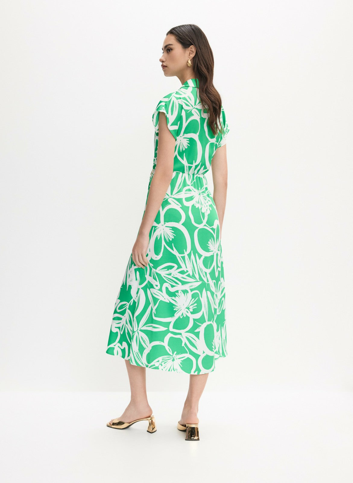 Women Joseph Ribkoff - Floral Wrap-Over Dress Green Pattern | Melanie Lyne