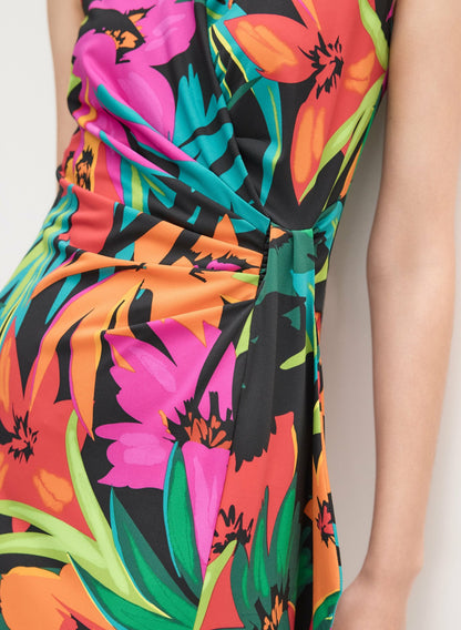 Women Joseph Ribkoff - Tropical Waterfall Flounce Dress Black Pattern | Melanie Lyne