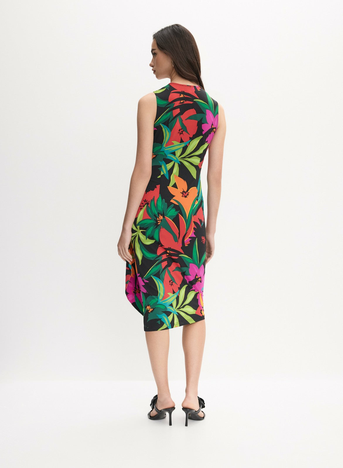 Women Joseph Ribkoff - Tropical Waterfall Flounce Dress Black Pattern | Melanie Lyne