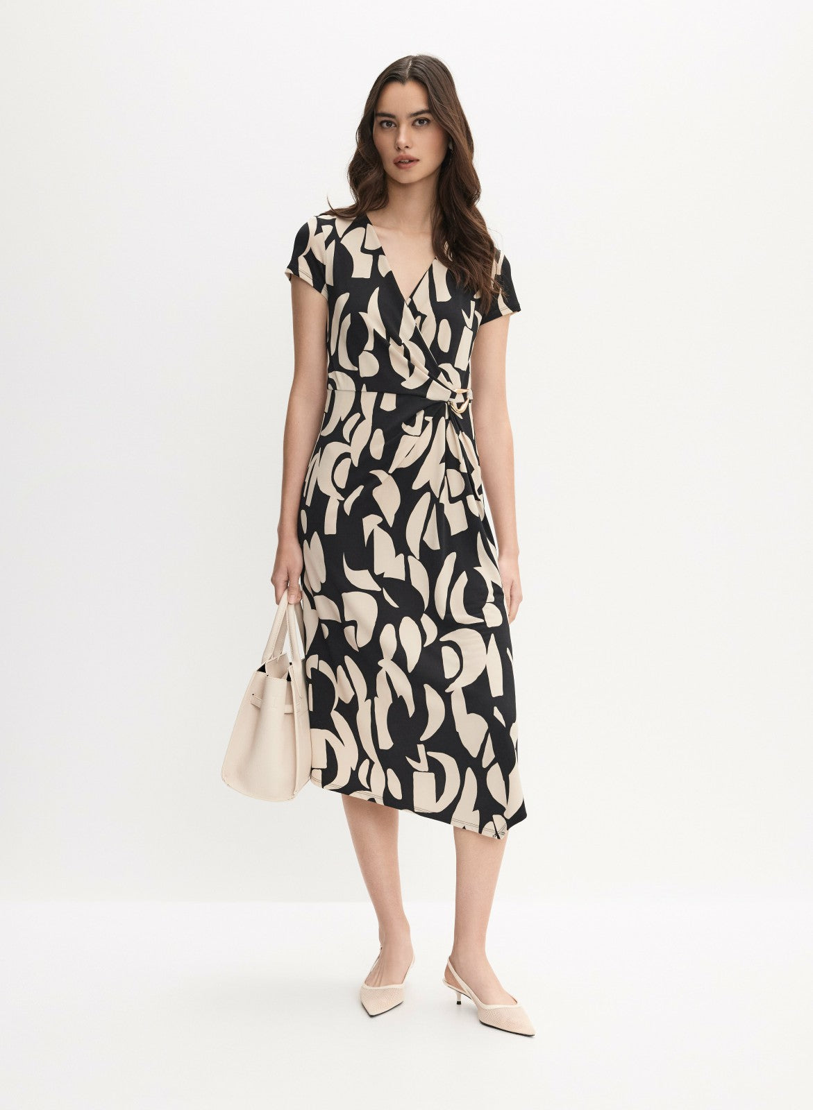 Women Joseph Ribkoff - Geometric Wrap-Over Dress Black Pattern | Melanie Lyne